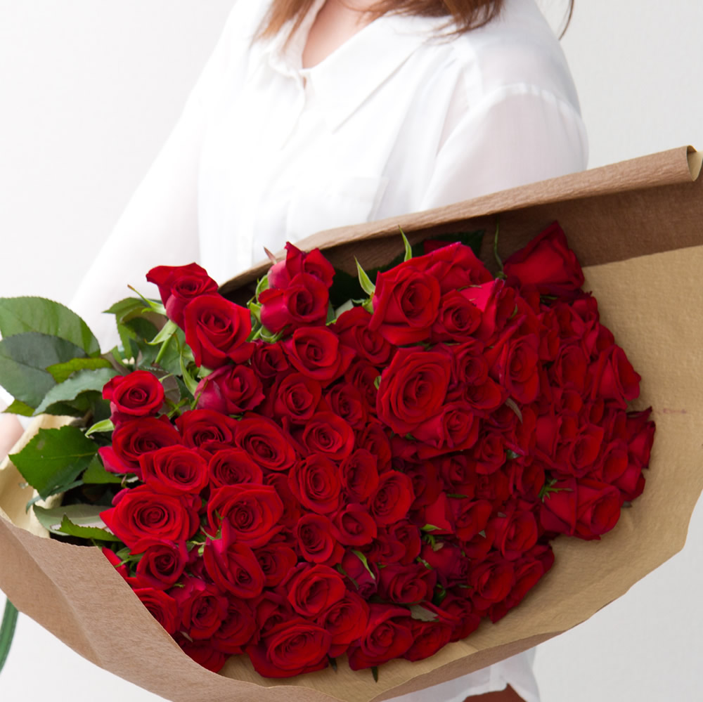 農家直送 プロポーズに贈るバラの花束100本 プレゼント